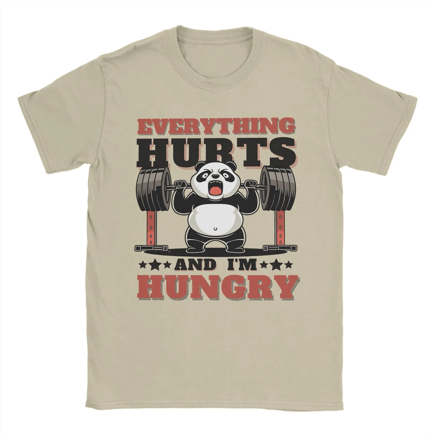 Men’s “Everything Hungry” Panda Weightlifting T-Shirt: Short Sleeve Funny Gym Top