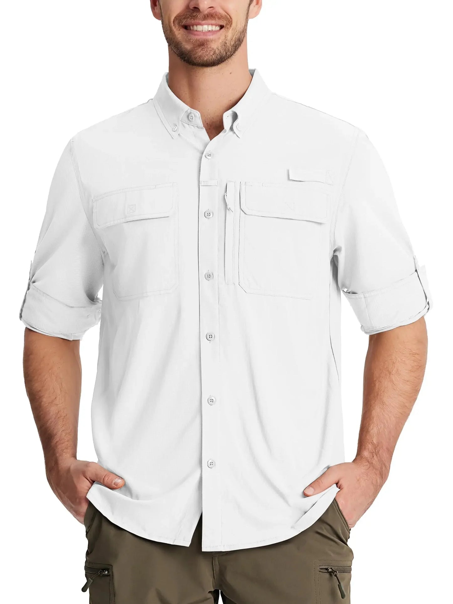 Tacvasen Men’s Long Sleeve Outdoor Shirt: Lightweight Quick-Dry Hiking Fishing Top