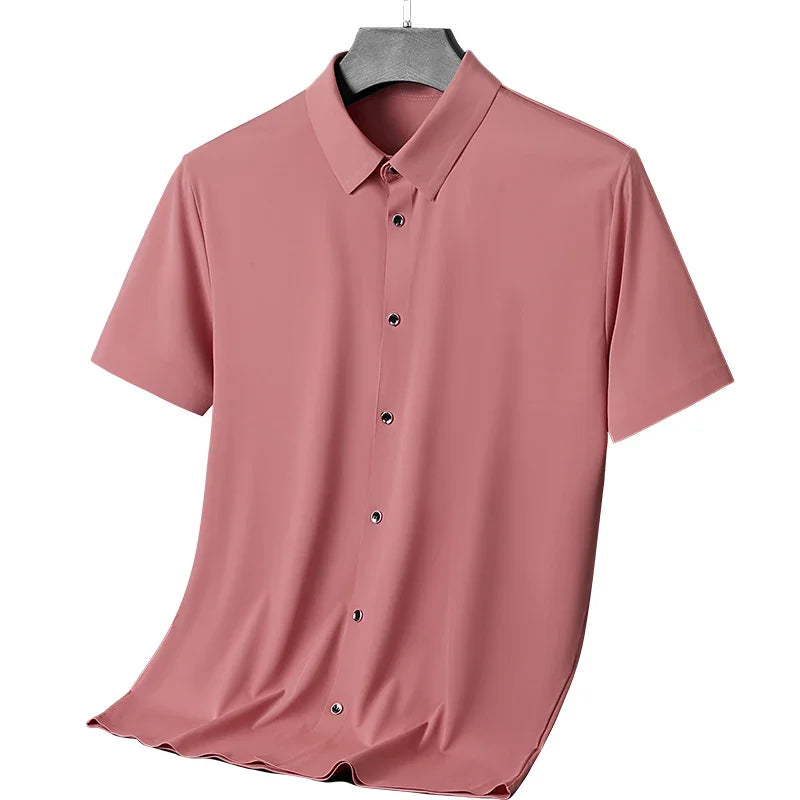 Men’s Light Green Short Sleeve Button-Up Shirt: Casual Summer Top with Classic Collar