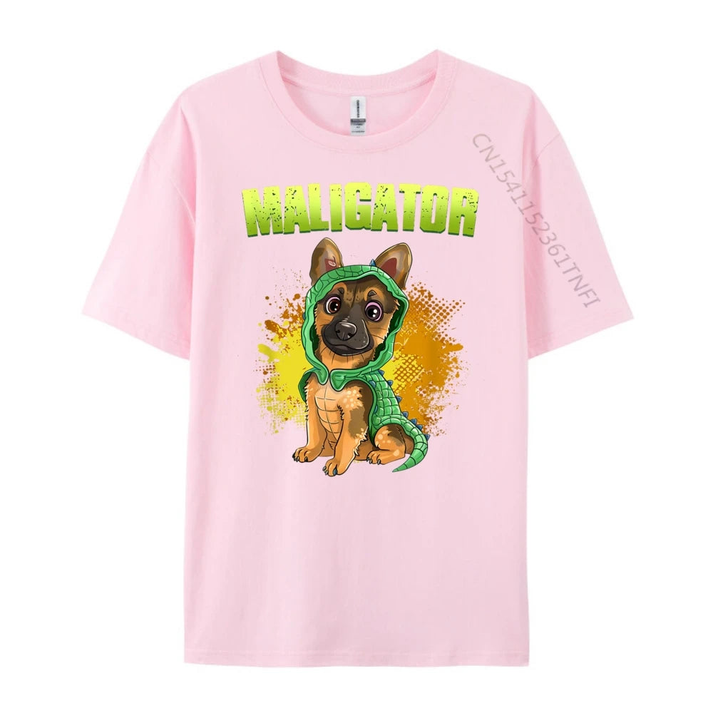 Men’s “Maligator” Belgian Malinois Alligator Graphic T-Shirt: Short Sleeve Funny Dog Lover Top