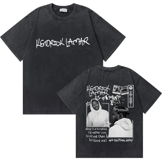 Washed Vintage Kendrick Lamar T-Shirt: Bold Hip Hop Streetwear Featuring Kendrick Lamar Design #1