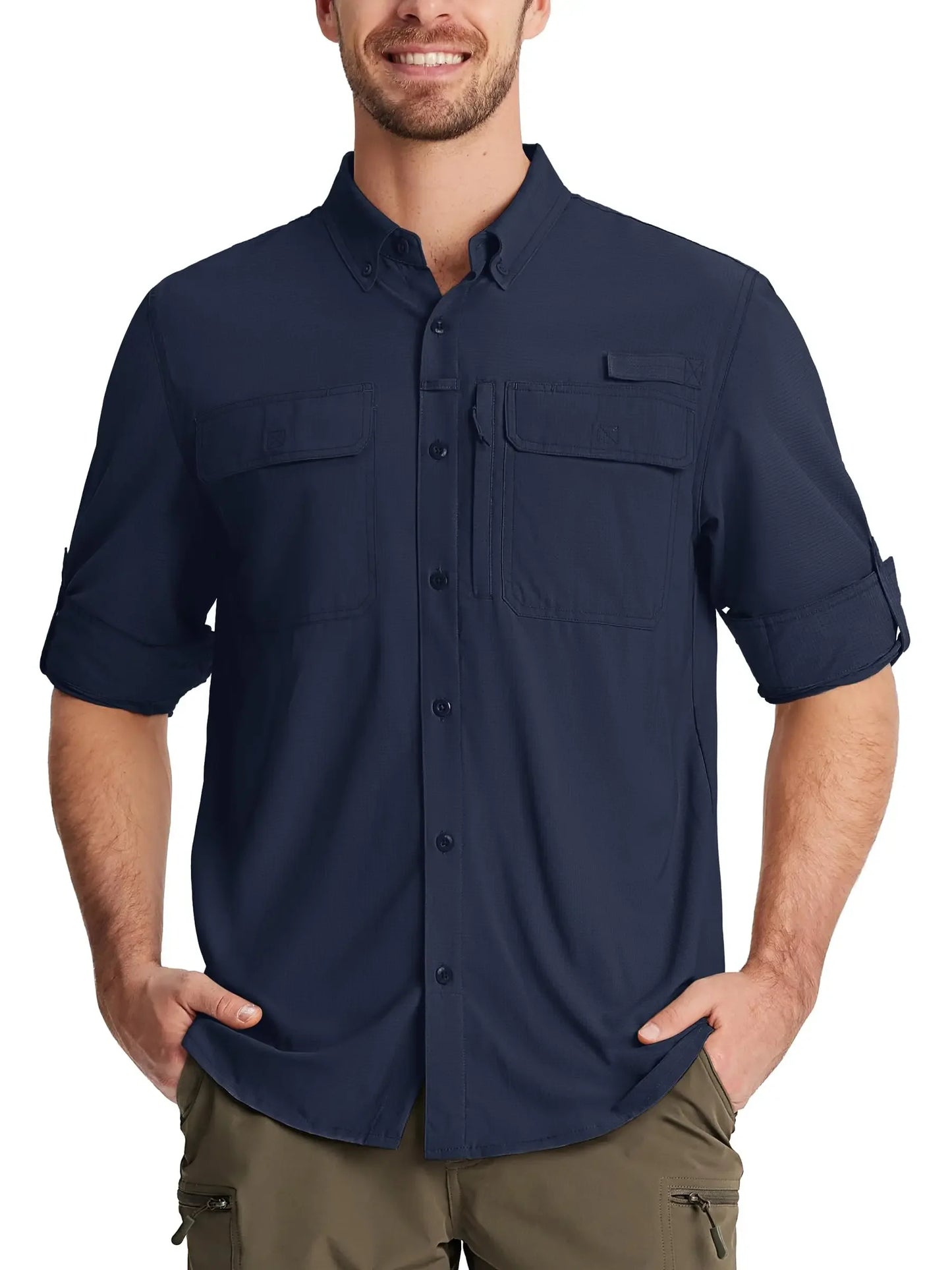 Tacvasen Men’s Long Sleeve Outdoor Shirt: Lightweight Quick-Dry Hiking Fishing Top