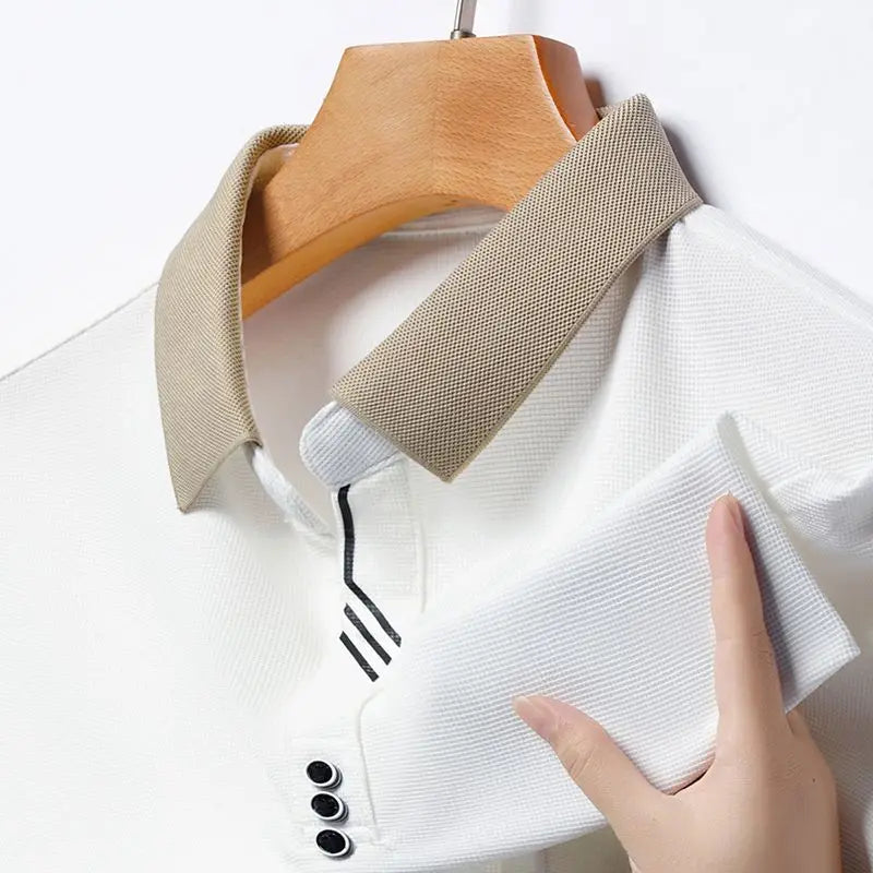 Men’s Two-Tone Polo Shirt: Short Sleeve Casual Top with Contrast Collar