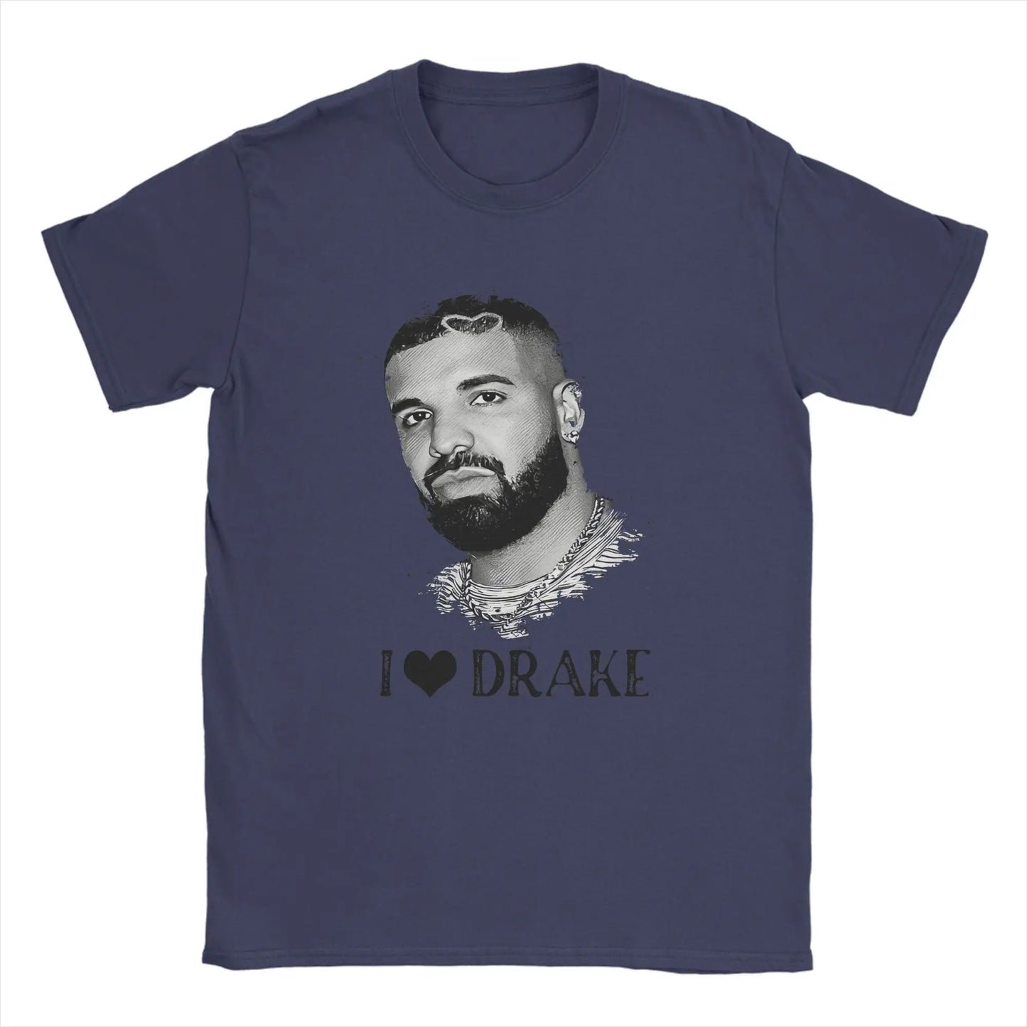 I ❤️ Drake Minimalist Portrait Tee for Men: Clean Hip Hop Streetwear in Monochrome