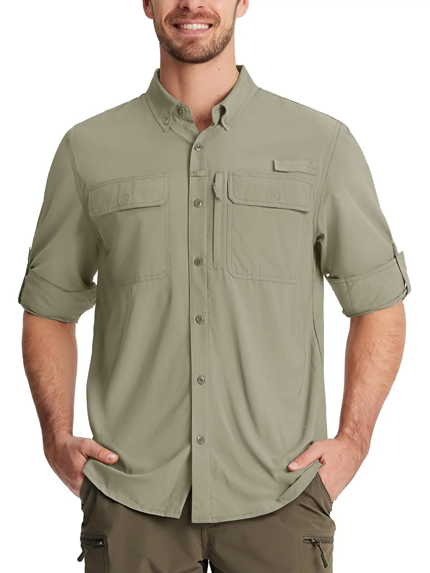 Tacvasen Men’s Long Sleeve Outdoor Shirt: Lightweight Quick-Dry Hiking Fishing Top