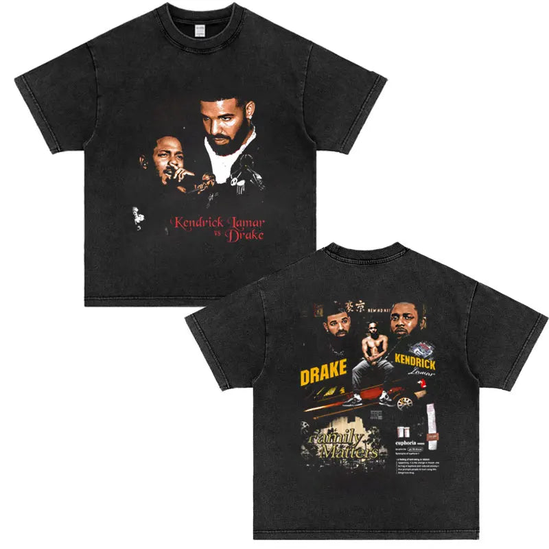 Drake & Kendrick Lamar Concert Graphic Tee for Men: Bold Hip Hop Streetwear with Tour Back Print
