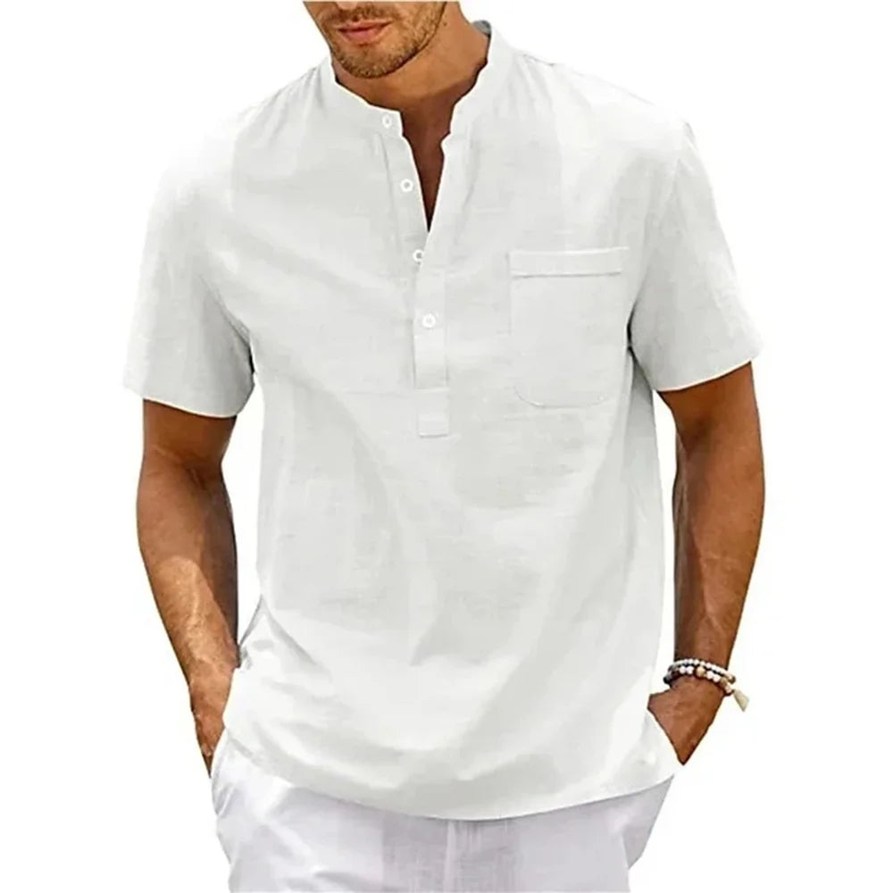 Men’s Breathable Cotton-Linen Summer Tee: A Minimalist Blend of Comfort and Effortless Style