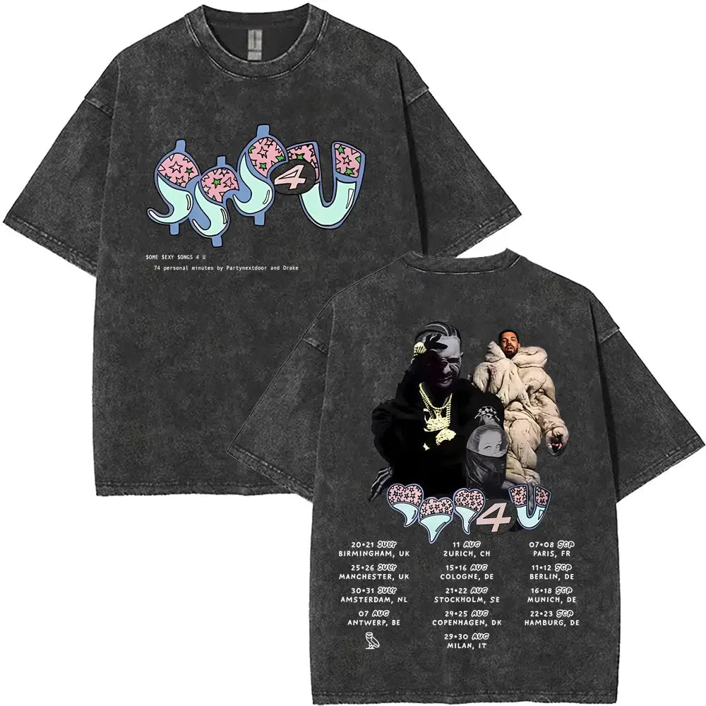 Drake & 21 Savage “Her Loss” Tour Tee for Men: Bold Hip Hop Streetwear with Back Setlist Print