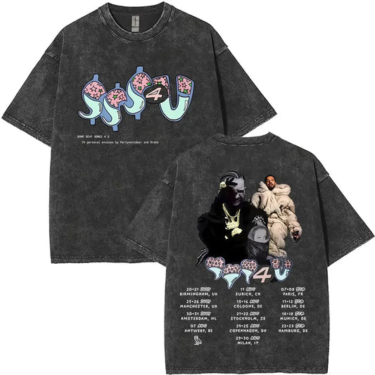 Drake & 21 Savage “Her Loss” Tour Tee for Men: Bold Hip Hop Streetwear with Back Setlist Print